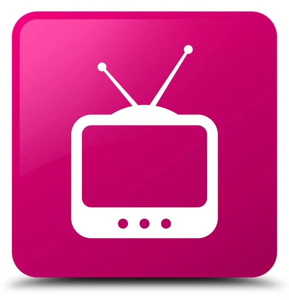 テレビ アイコン ピンク四角ボタン — ストック写真