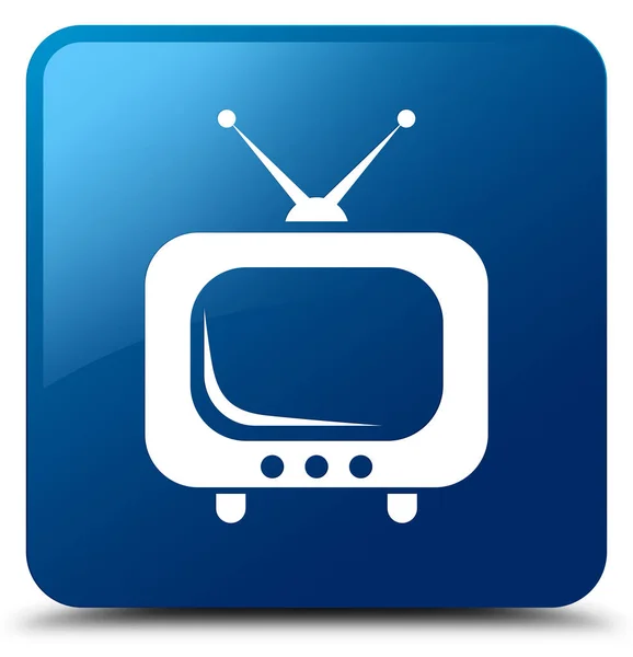 Синяя квадратная кнопка телевизора — стоковое фото