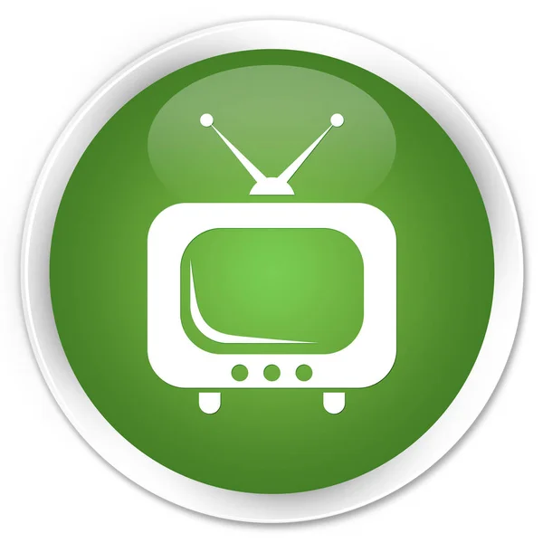 Icône TV bouton rond vert doux premium — Photo