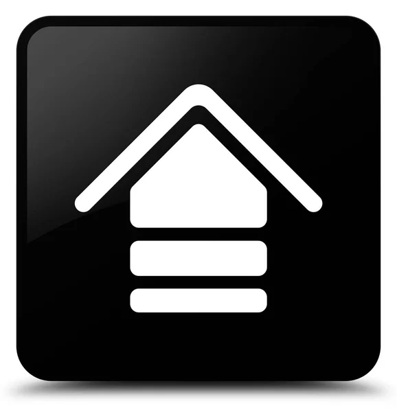 アップロード アイコン黒い正方形ボタン — ストック写真