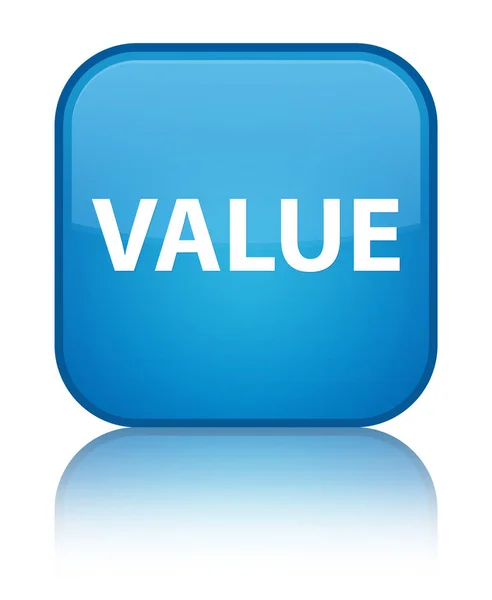 Valor especial botón cuadrado azul cian —  Fotos de Stock