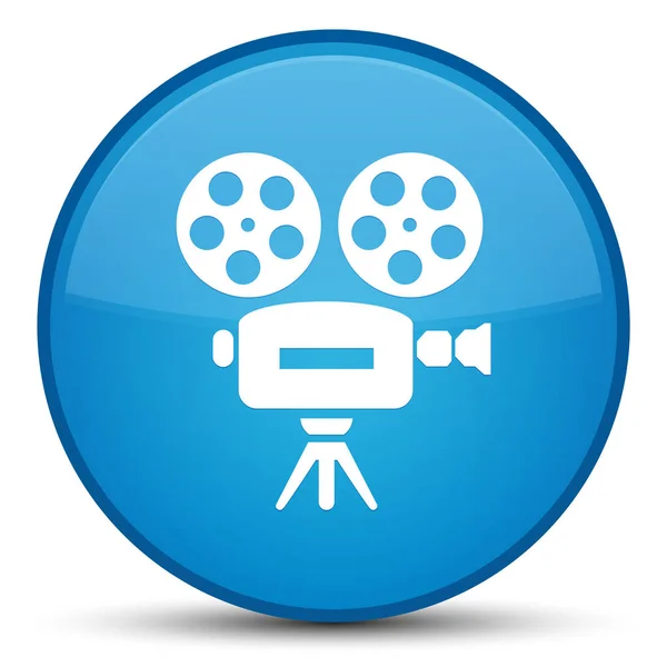 비디오 카메라 아이콘 특별 한 시안 블루 라운드 버튼 — 스톡 사진