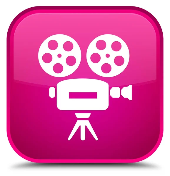 Video kamera ikonen särskilda rosa fyrkantig knapp — Stockfoto