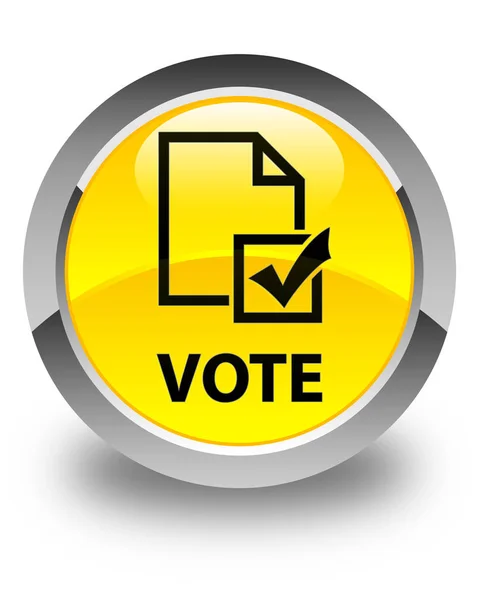 투표 (설문 아이콘) 광택 노란색 라운드 버튼 — 스톡 사진
