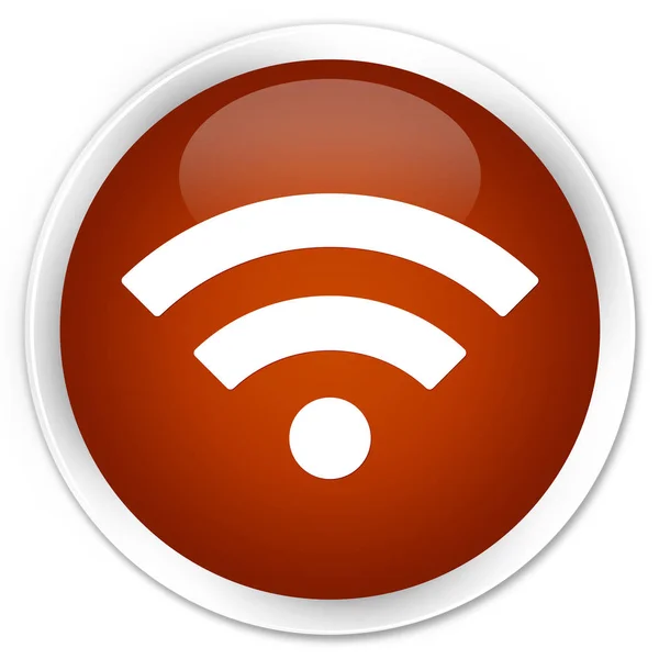 Wifi icône premium brun bouton rond — Photo