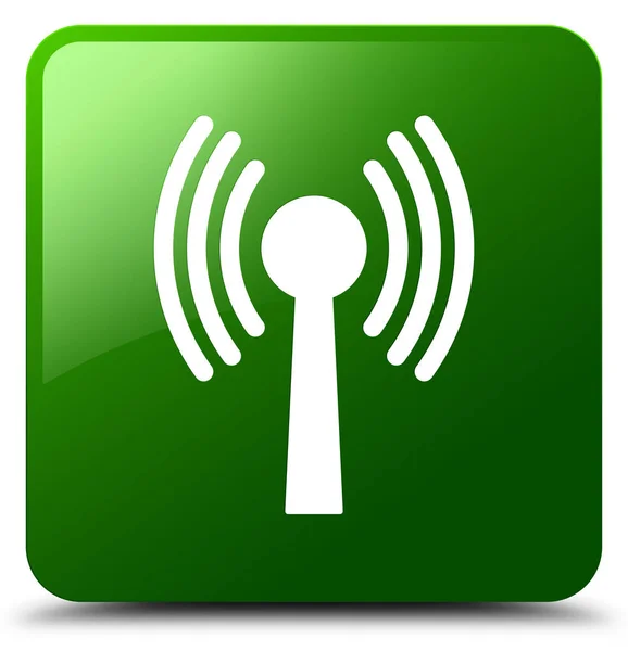 WLAN ağ simgesi yeşil kare düğme — Stok fotoğraf