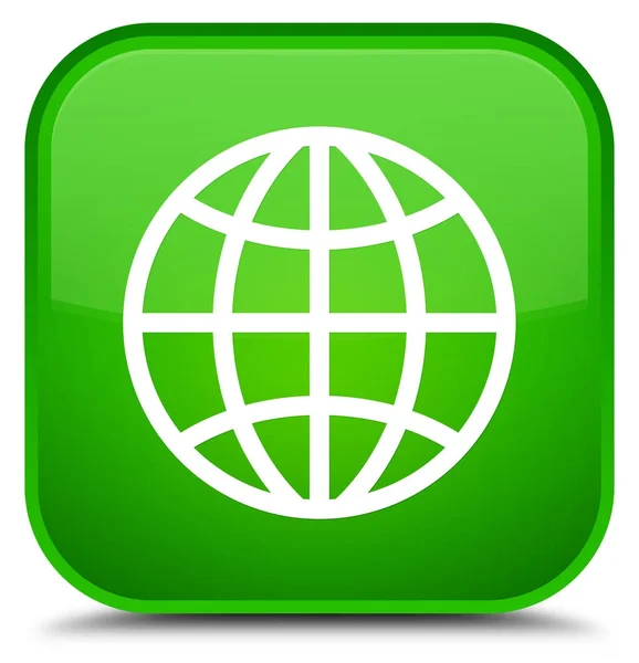 Icono del mundo botón cuadrado verde especial — Foto de Stock