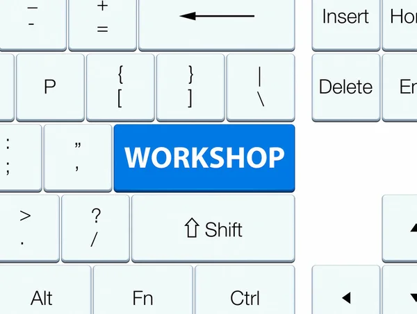 Tecla de teclado azul Workshop — Fotografia de Stock