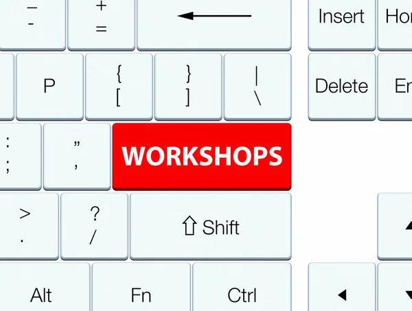 Tecla de teclado vermelho Workshops — Fotografia de Stock
