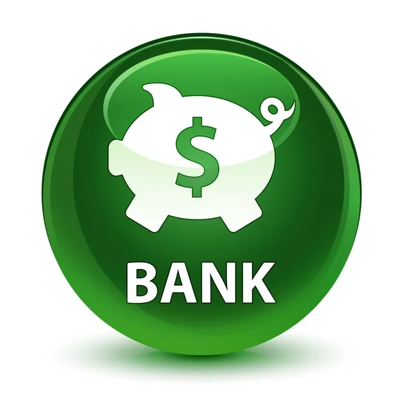Banco (signo de dólar caja de cerdito) botón redondo verde suave vidrioso — Foto de Stock