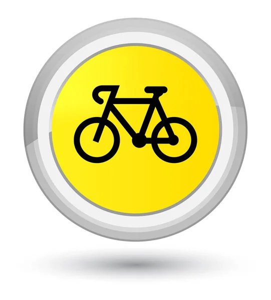 Icône vélo bouton rond jaune prime — Photo