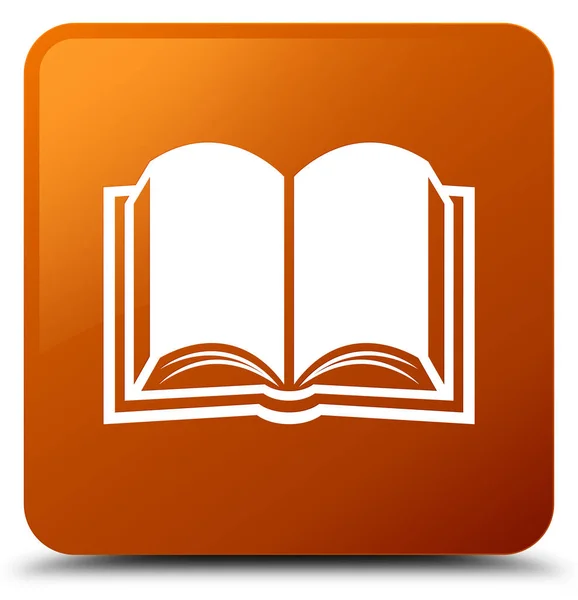 Kitap simgesini kahverengi kare düğme — Stok fotoğraf