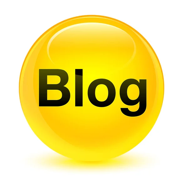 Blog botón redondo amarillo vidrioso — Foto de Stock