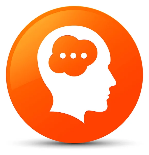 Cérebro ícone cabeça laranja botão redondo — Fotografia de Stock