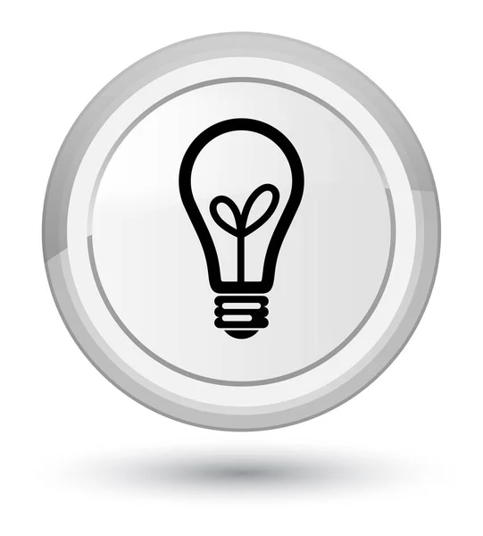 Bulb icon prime white round button — Stock Photo, Image