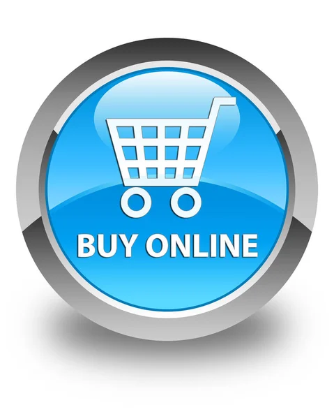 Comprar ciano brilhante botão redondo azul online — Fotografia de Stock