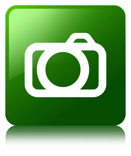 Icona della fotocamera pulsante quadrato verde — Foto Stock