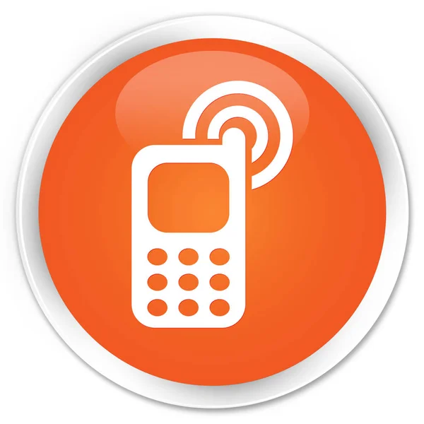 Icône de sonnerie de téléphone portable bouton rond orange premium — Photo