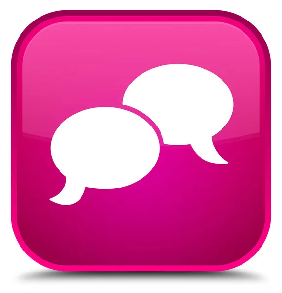 Chatten bubblan ikonen särskilda rosa fyrkantig knapp — Stockfoto