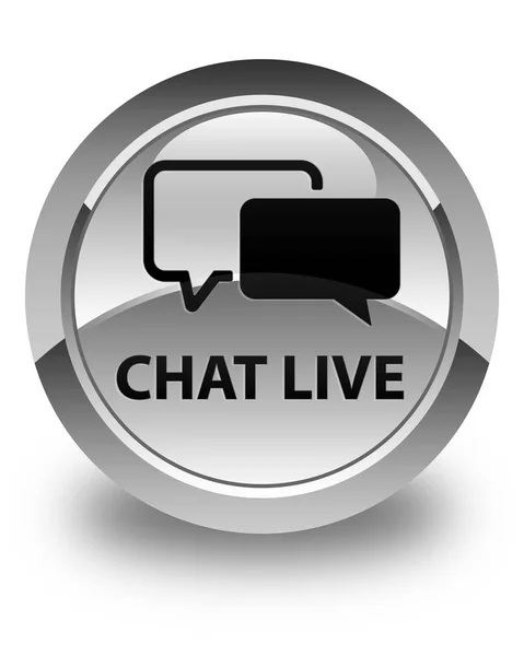 Chat live blanc brillant bouton rond — Photo