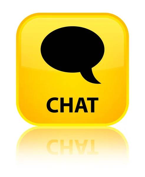 Speciální žlutá čtvercové tlačítko chat — Stock fotografie