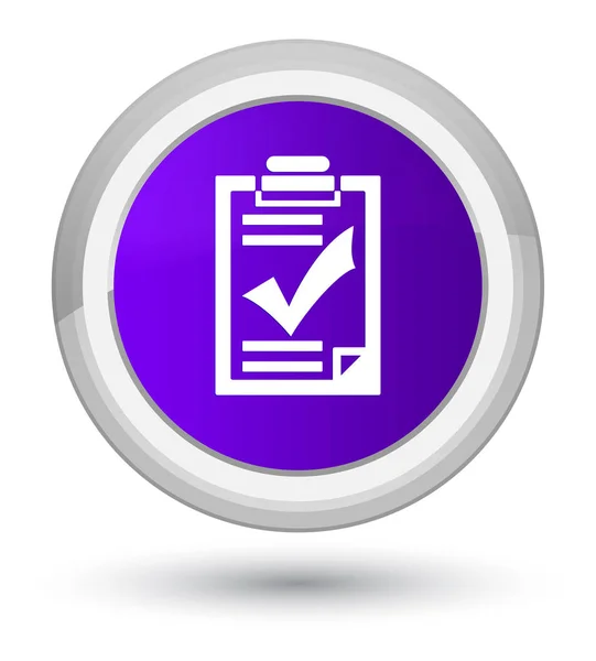 Lista de verificación icono primer botón redondo púrpura — Foto de Stock
