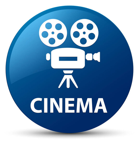 Cinema (video camera icon) isolated on blue round button abstract illustration