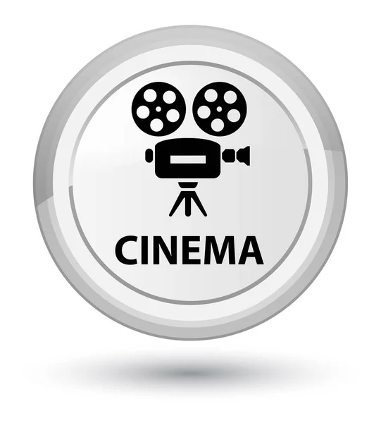 Cinema (ícone de câmera de vídeo) botão redondo branco principal — Fotografia de Stock