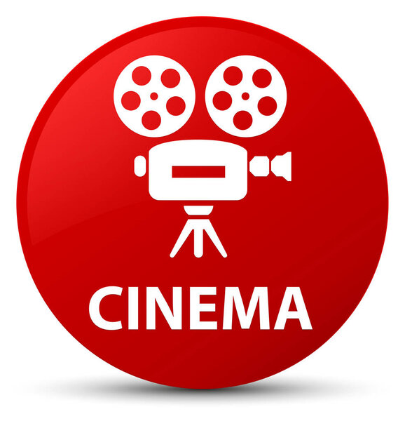 Cinema (video camera icon) isolated on red round button abstract illustration