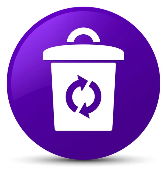 垃圾图标紫色圆形按钮 — 图库照片