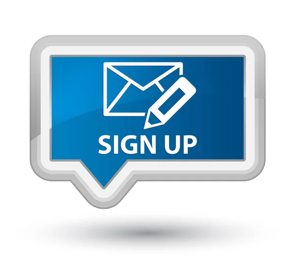 Inscrivez-vous (modifier l'icône de messagerie) premier bouton de bannière bleue — Photo
