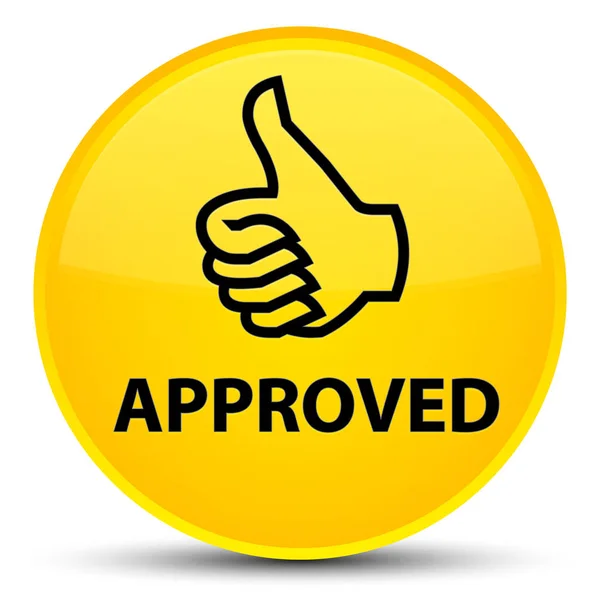 Approved (thumbs up icon) special yellow round button