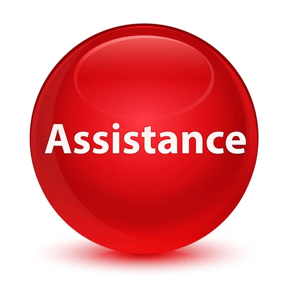 Assistance bouton rond rouge vitreux — Photo