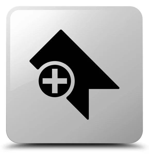 Ícone de marcador botão quadrado branco — Fotografia de Stock