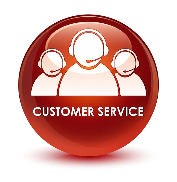 Serviço ao cliente (ícone de equipe) botão redondo marrom vítreo — Fotografia de Stock