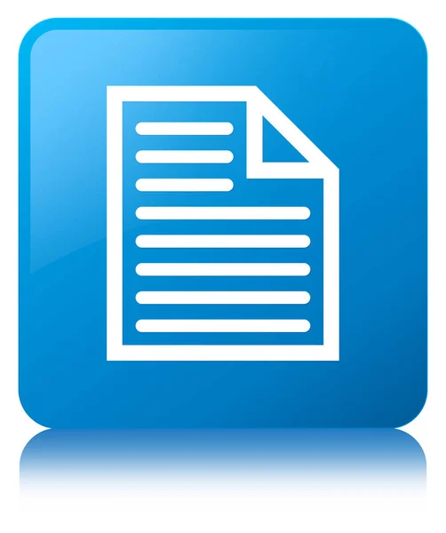 Ícone de página de documento botão quadrado azul ciano — Fotografia de Stock