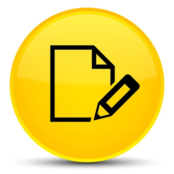 Edytowanie dokumentu ikona specjalne żółte okrągły przycisk — Zdjęcie stockowe