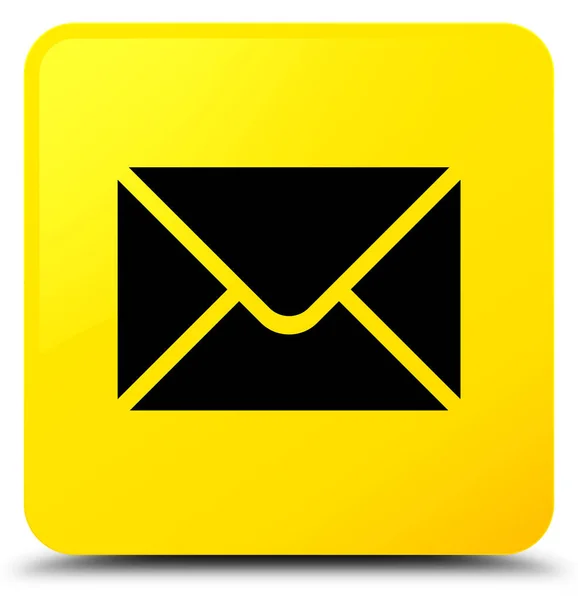 Ícone de e-mail botão quadrado amarelo — Fotografia de Stock
