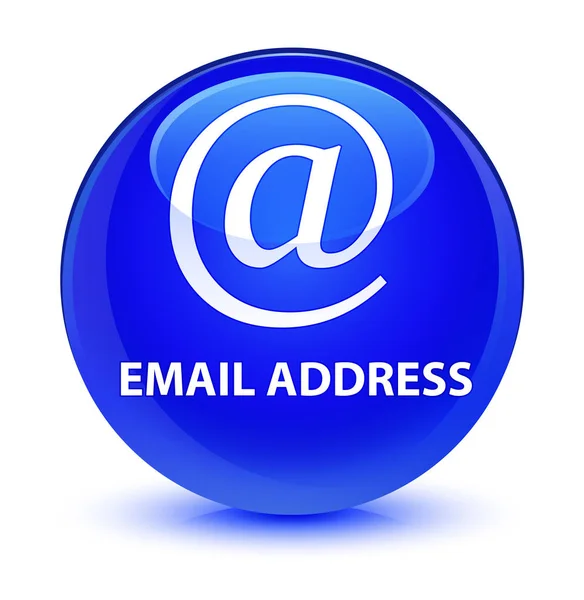 E-mail adres szklisty niebieski okrągły przycisk — Zdjęcie stockowe