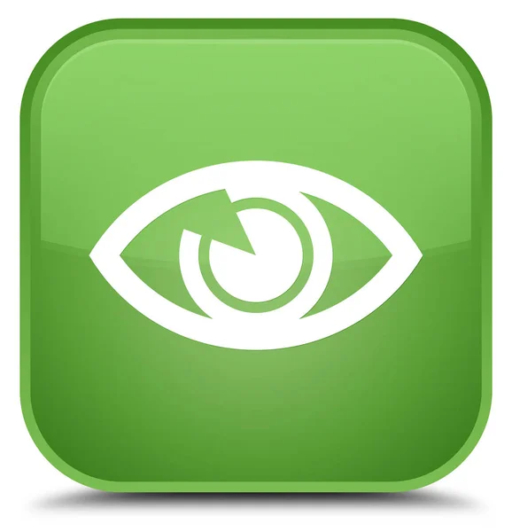 Значок глаза специальная мягкая зеленая квадратная кнопка — стоковое фото
