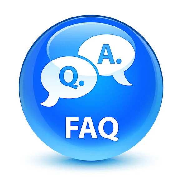 FAQ (fråga svar bubbla ikon) glasartade cyan blå runda knappen — Stockfoto