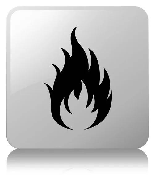 火アイコン白正方形ボタン — ストック写真