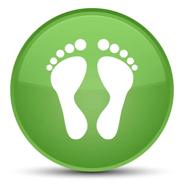 Fußabdruck-Symbol spezielle weiche grüne runde Taste — Stockfoto