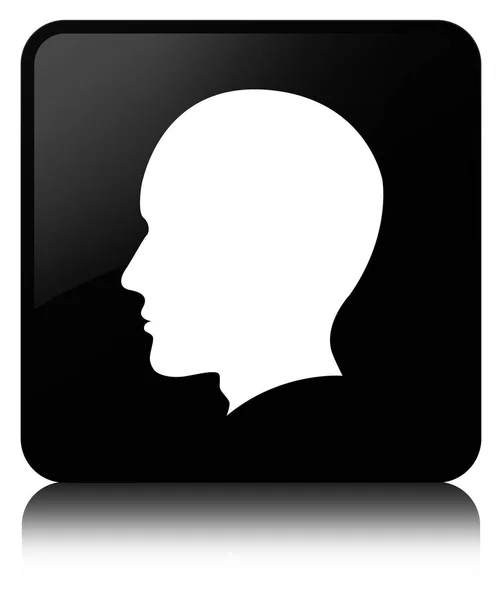 머리 남자 얼굴 아이콘 검은 사각형 버튼 — 스톡 사진