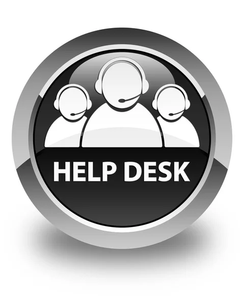 Help desk (customer care team icon) glossy black round button — 图库照片