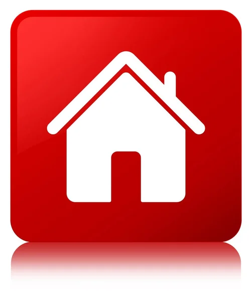 Home ícone botão quadrado vermelho — Fotografia de Stock