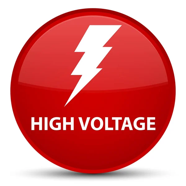 Hochspannung (Elektrizitätssymbol) spezielle rote runde Taste — Stockfoto