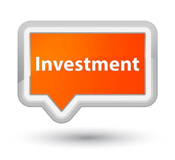 Investeringen prime oranje banner knop — Stockfoto