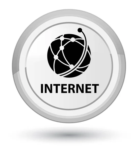 Internet (globala nätverk ikon) prime vit rund knapp — Stockfoto