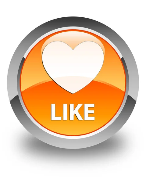 Como (ícone do coração) botão redondo laranja brilhante — Fotografia de Stock